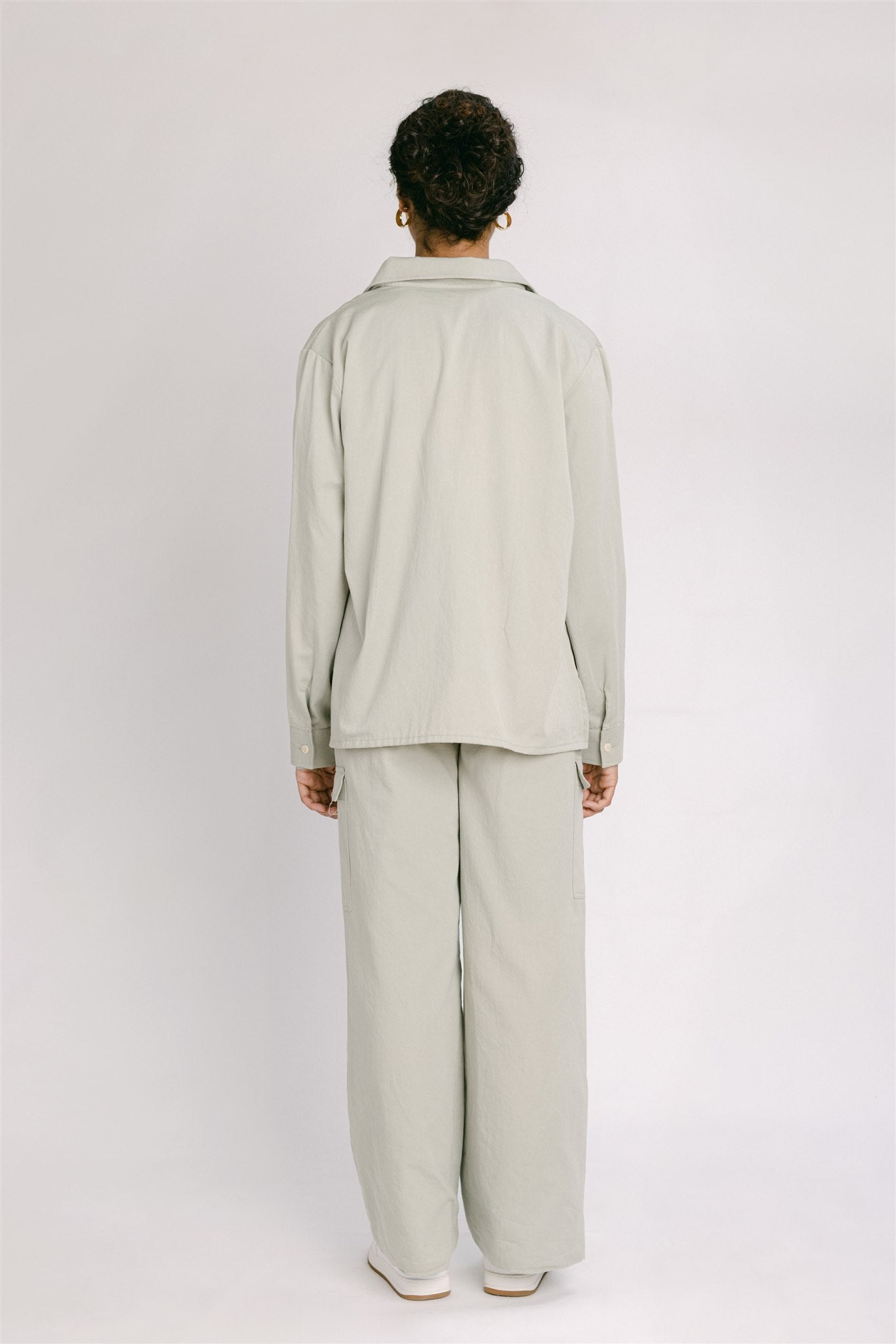 celadon tint long sleeved collared shirt